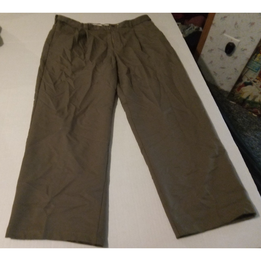 Mens Adjustable Waist Brown Pants Hook And Loop Closure Size 38W X 32L